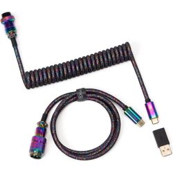 Premium Coiled Aviator Cable USB-C 1.08m rainbow plated black (Cab-5)