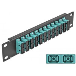 Delock 10 LWL Patchpanel 12 Port SC Duplex aqua 1 HE schwarz (66774)