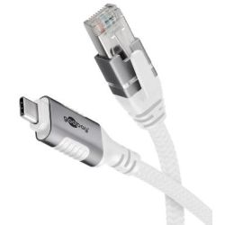 Ethernet-Kabel USB-C 3.2 Gen2 Stecker > RJ-45 Stecker (weiß,  (74165)