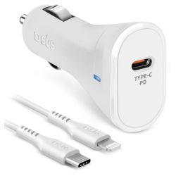 PD KFZ-Ladegerät 20W weiß + Kabel USB-C zu Lightning (TECRKITPD20LIGW)