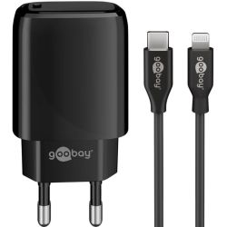 Apple Lightning / USB-C PD-Ladeset 20 Watt (schwarz, 1 Meter K (58401)