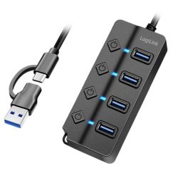 LogiLink 4-port USB 3.0 Hub schwarz mit Ein-/Ausschalter (UA0419)