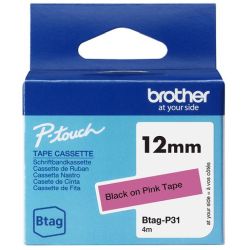 Btag-P31 Beschriftungsband 12mm schwarz auf pink (BTAGP31)