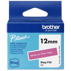 Btag-P35 Beschriftungsband 12mm weiß auf pink (BTAGP35)