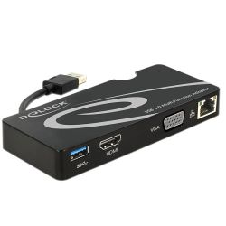 DELOCK Adapter USB 3.0 zu HDMI + VGA + Gigabit LAN + USB 3.0 (62461)