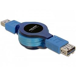 USB3.0 Verl. Delock A -> A St/Bu  1.00m blau Aufrollfunktion (82649)