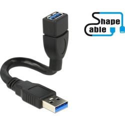 USB3.0 Verl. Delock A -> A St/Bu 0.15m schwarz ShapeCable (83713)