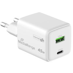 MediaRange 45W GaN USB Schnellladegerät weiß (MRMA113-2)