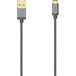 Kabel mit Metallmantel USB-A zu USB-C 0.75m grau (200502)