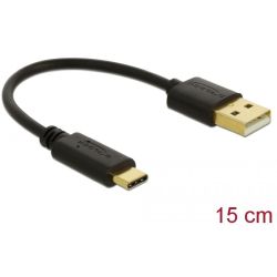USB Ladekabel, USB-A Stecker > USB-C Stecker (schwarz, 15cm, L (80954)