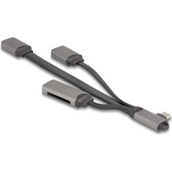 2 Port USB Hub mit Cardreader grau USB-C 3.0 (64303)