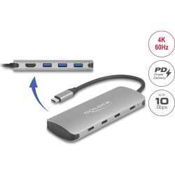 7 Port USB Hub mit HDMI und USB PD grau USB-C 3.1 (64323)