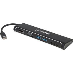 Manhattan USB-C Multiport-Adapter schwarz USB-C 3.0 (152631)