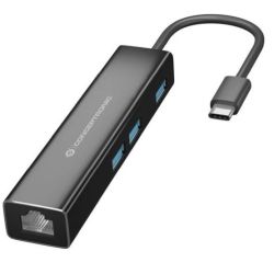3-Port USB-Hub mit Netzwerkadapter schwarz USB-C 3.0 (DONN07B)