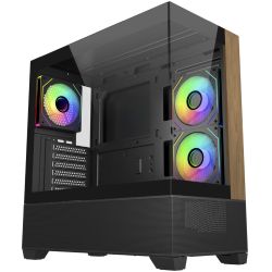Cooler Master Elite 690 Wood Black Gehäuse mit Sichtfenster (E690-KHNN-S00)