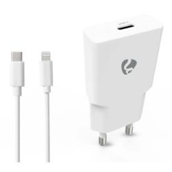 Nedis 20W USB-C Netzladegerät weiß + Lightning Kabel (WCHA20WTUL)
