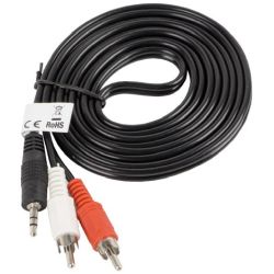 Lanberg Kabel 3.5mm Klinke zu 2x RCA Cinch 2m schwarz (CA-MJRC-10CC-0020-BK)