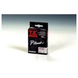 TZe-132 Beschriftungsband 12mm rot auf transparent (TZE132)