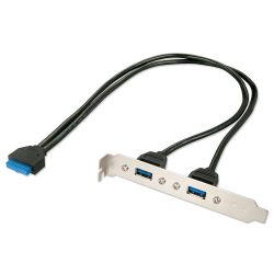 USB 3.0 Slotblechadapter, 2 x USB 3.0 Typ A Kupplung (33096)