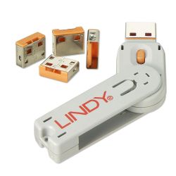 USB Port Schloss (4 Stück) mit Schlüssel: Code ORANGE (40453)