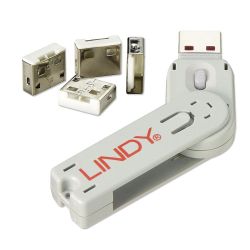 USB Port Schloss (4 Stück) mit Schlüssel: Code Weiß (40454)