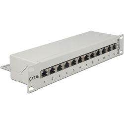 10 Patchpanel 12 Port Cat.6A grau Deloc (43308)