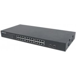 INTELLINET 24-Port PoE Gigabit Switch Web-Managed 2 GBIC SFP  (561044)