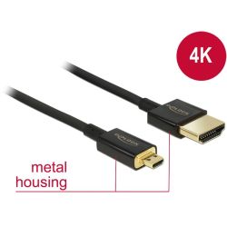 Slim Kabel HDMI-A Stecker zu HDMI Micro-D Stecker 1m schwarz (84781)