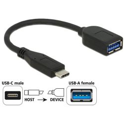 USB3.1 Kabel Delock C -> A  St/Bu 0.10m koaxial sw Prem (65684)