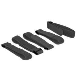 Delock Klett-Kabelbinder 300x20mm mit Schlaufe schwarz 5er-Pack (18704)