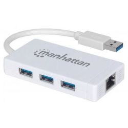 3-Port USB 3.0 Hub mit Gigabit Ethernet Adapter weiss (507578)