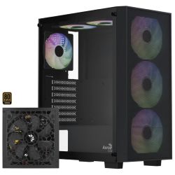 AeroCool B509A Flow Black Gehäuse schwarz + 650W Netzteil (ACCX-BD02002.11)