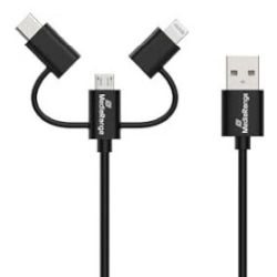 MediaRange 3in1 Kabel USB-A USB Micro-B / USB-C / Lightning 1m schwarz (MRCS246)