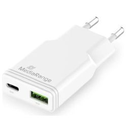 MediaRange 2-port GaN Schnellladegerät 30W weiß (MRMA125)