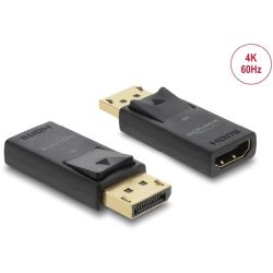 Delock Aktiver Adapter DisplayPort Stecker zu HDMI-A Buchse schwarz (61086)