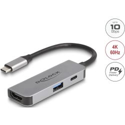 Delock Adapter USB-C Stecker zu HDMI + USB-A grau (61063)