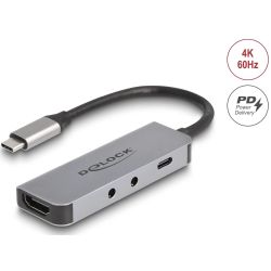 Delock Adapter USB-C Stecker zu HDMI + 2x 3.5mm Klinke grau (61064)