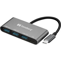 Sandberg 3-port USB-Hub silber USB-C 3.0 (136-03)