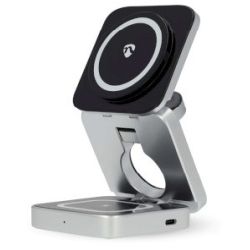 Nedis 3in1 Wireless Charger 15W schwarz/silber (WDCHAQ15W210BK)