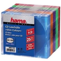 Hama CD Slim Box, 25er Pack, Bunt (51166)