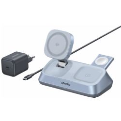 Ugreen MagFlow 3in1 Magnetic Wireless Desktop Charger blau/grau (55677)
