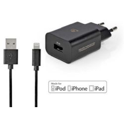 Nedis 12W USB-Netzladegerät schwarz + Lightning Kabel (WCHAL242ABK)