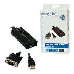 Adapter VGA Stecker zu HDMI-A + 3.5mm + Micro-USB schwarz (CV0060)
