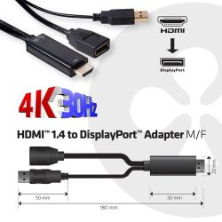 Club3D Adapter HDMI > DP  St/Bu 4K@30Hz bulk (CAC-2330)