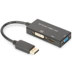 Adapter DisplayPort zu DVI-D/VGA/HDMI schwarz (AK-340418-002-S)