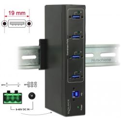Externer Industrie Hub 4 x USB 3.0 Typ-A, USB-Hub (63309)
