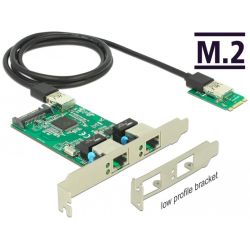 DELOCK Konverter M.2 Key B+M > 2xRJ45 Gigabit LAN LowProfile (63425)