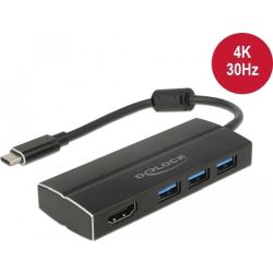 Adapter USB C 3.1 > 3x USB 3.0 A Hub + HDMI 4K (63931)