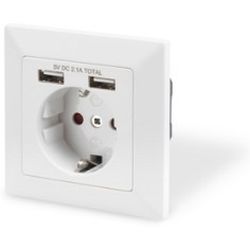 Digitus Schutzkontakt-Steckdose weiß mit 2 USB Ports (DA-70613)