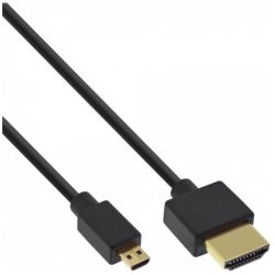 INLINE HDMI Superslim Kabel A an D HDMI Highspeed mit Etherne (17502D)